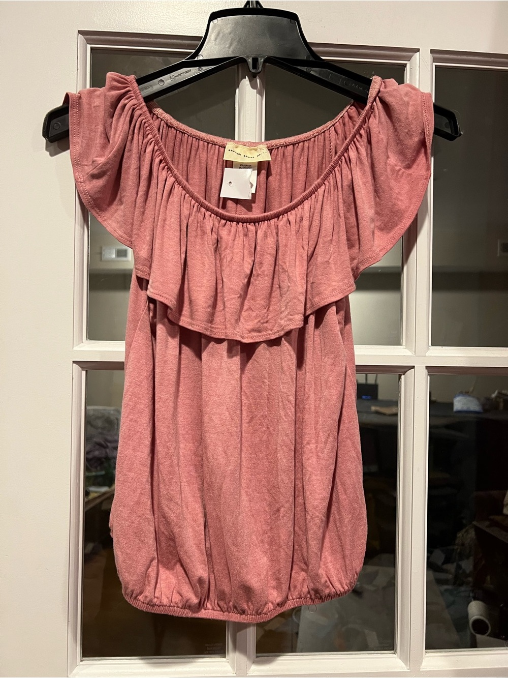 enough about me... Dusty Rose Ruffle Off-Shoulder Camisole
